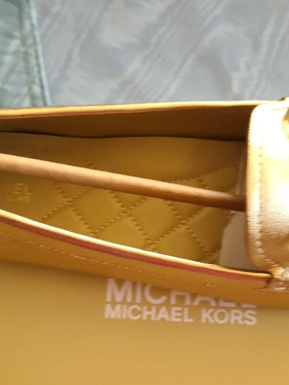 Michael Kors Metallic Gold Bow Moccasin Loafer